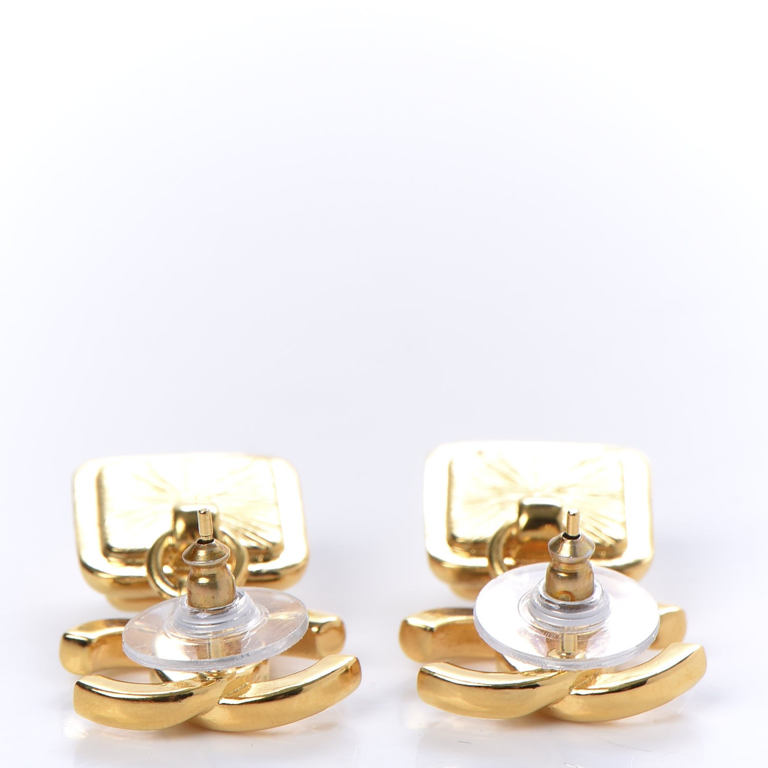 Chanel Large Crystal CC Drop Earrings Gold 3 of 4