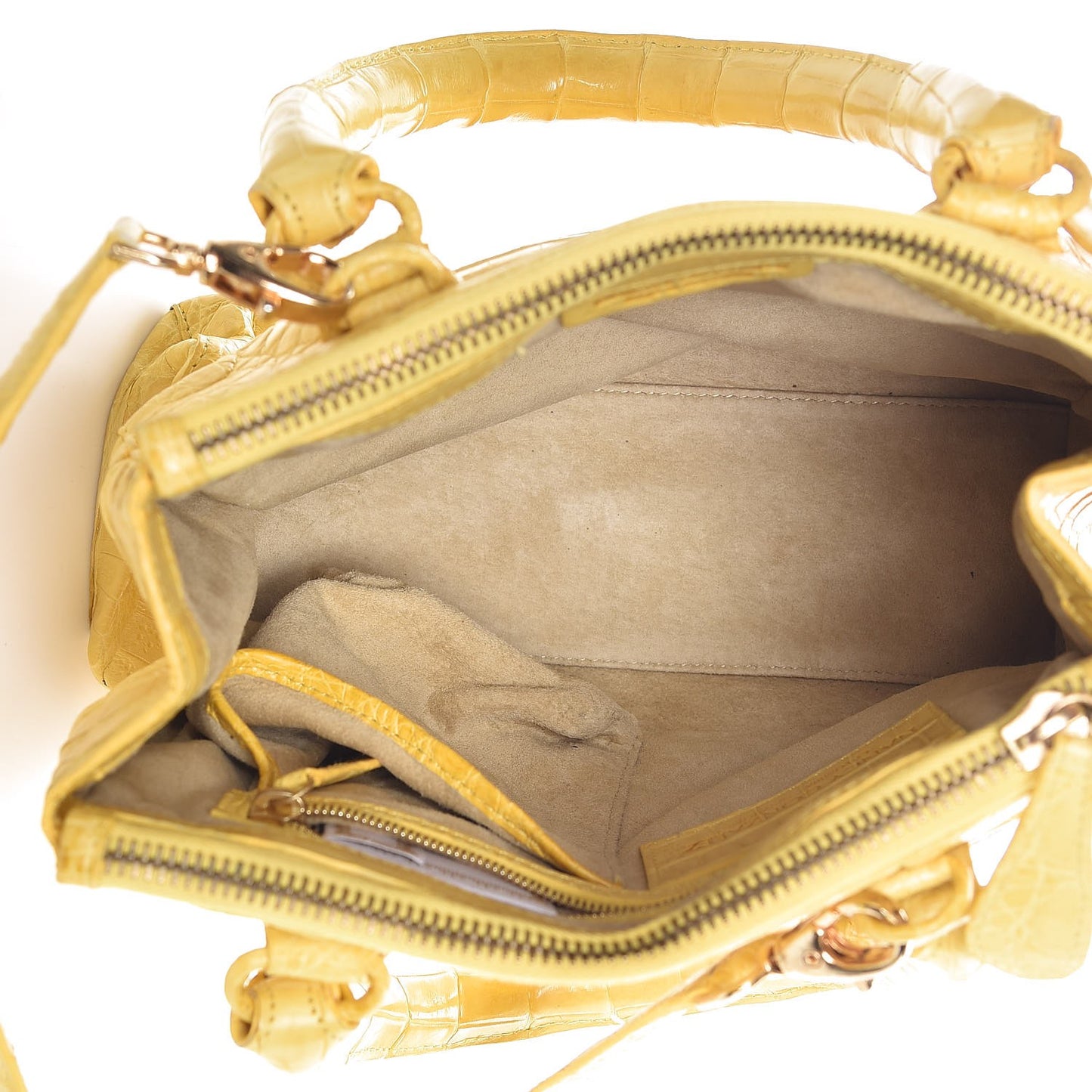 Crocodile Mini Double Zip Satchel Yellow