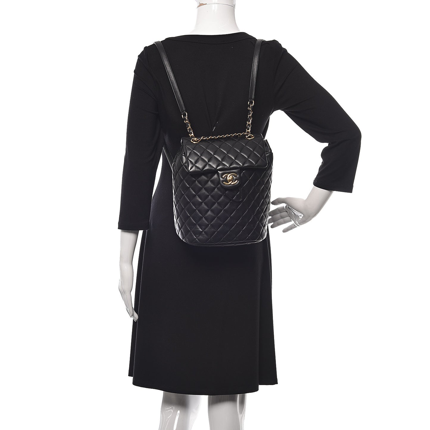 Lambskin Quilted Small Urban Spirit Backpack Black