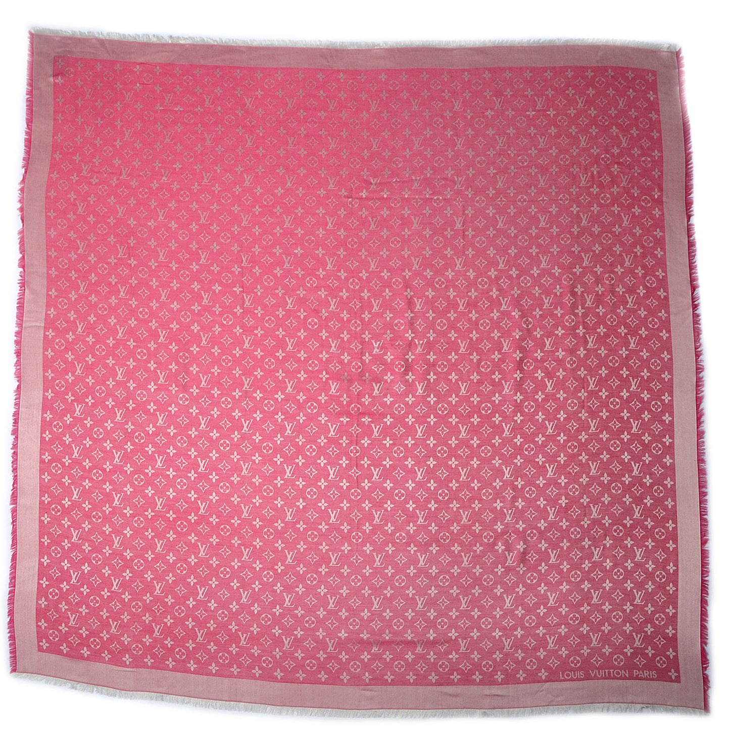 Silk Wool Monogram Denim Shawl Pivoine