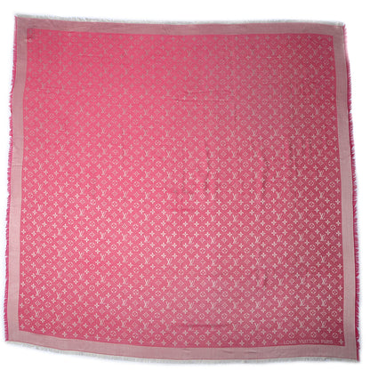 Louis Vuitton Silk Wool Monogram Denim Shawl Pivoine 3 of 5