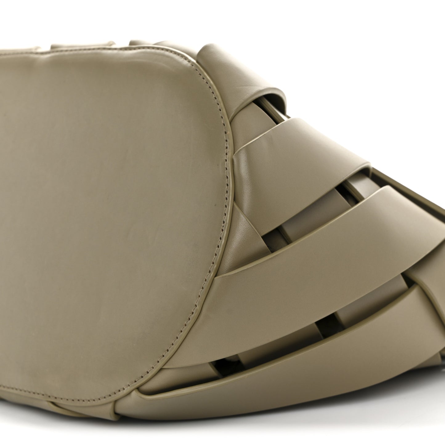 Calfskin The Point Weave Triangle Bag Taupe Grey