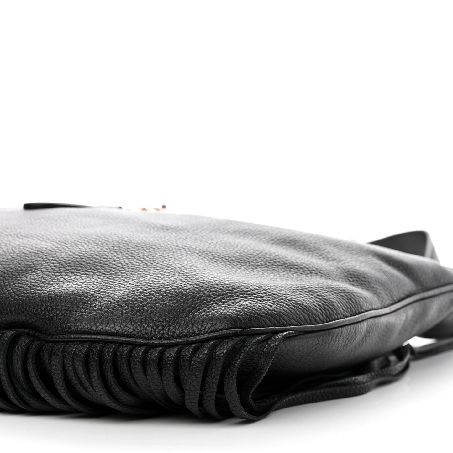 Calfskin Large New Jackie Nouveau Fringe Hobo Black