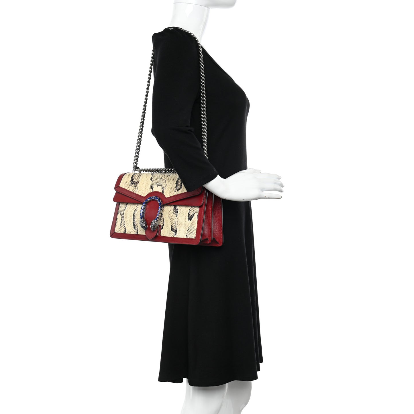 Snakeskin Azalea Calfskin Enamel Small Dionysus Shoulder Bag New Rock New Cherry Red Electric Blue