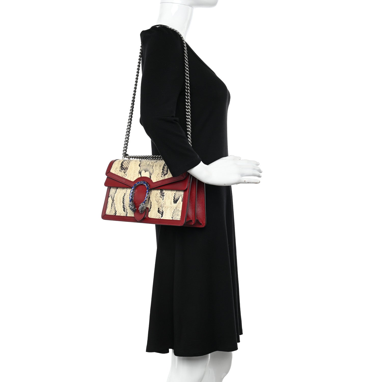 Gucci Snakeskin Azalea Calfskin Enamel Small Dionysus Shoulder Bag New Rock New Cherry Red Electric Blue 2 of 10