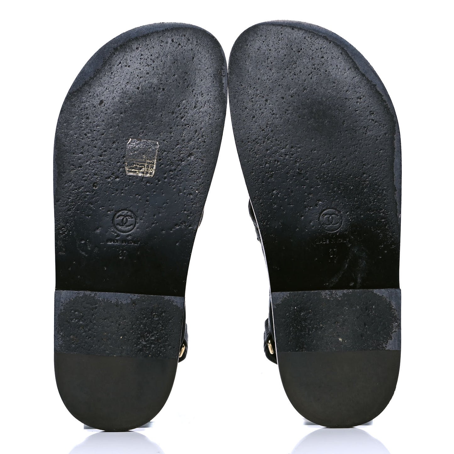 Grained Calfskin Velcro Dad Sandals 37 Black