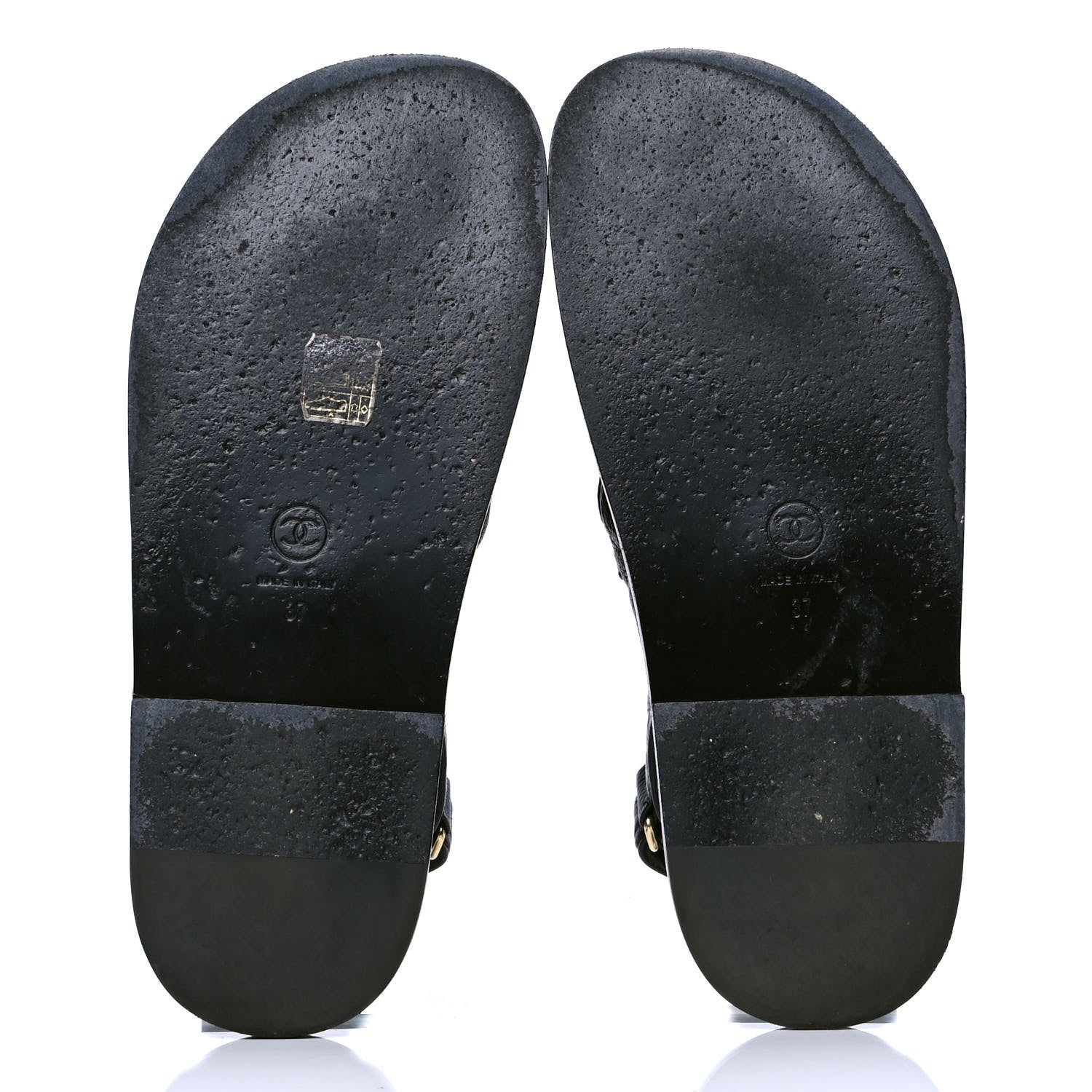 Chanel Grained Calfskin Velcro Dad Sandals 37 Black 4 of 4