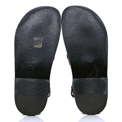Chanel Grained Calfskin Velcro Dad Sandals 37 Black 4 of 4