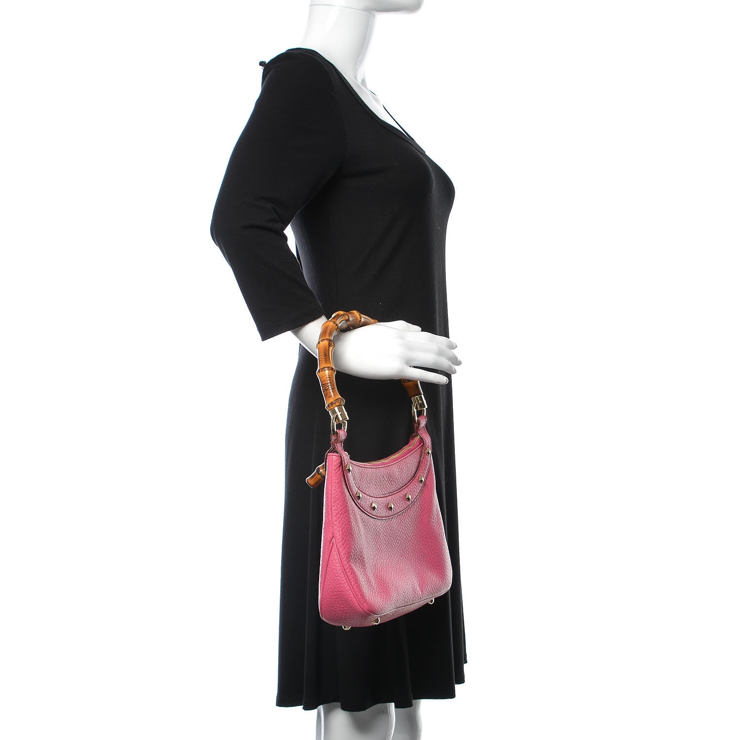 Gucci Calfskin Bamboo Anita Top Handle Bag Pink 2 of 11