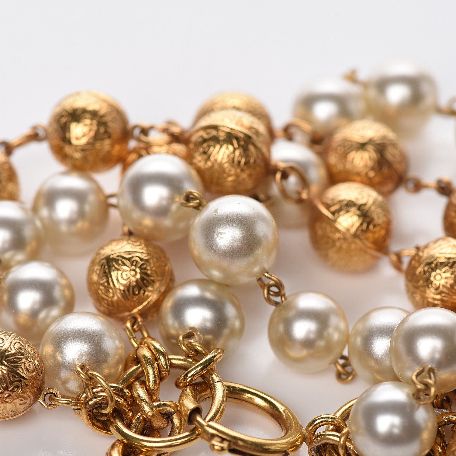 Chanel Pearl Beaded Multi Strand Bracelet Gold 7 of 8