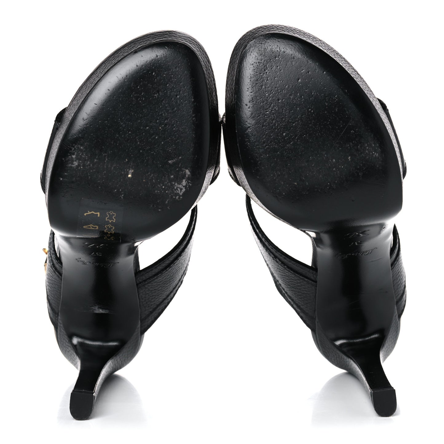 Grained Calfskin Horizon Sandals 37 Black