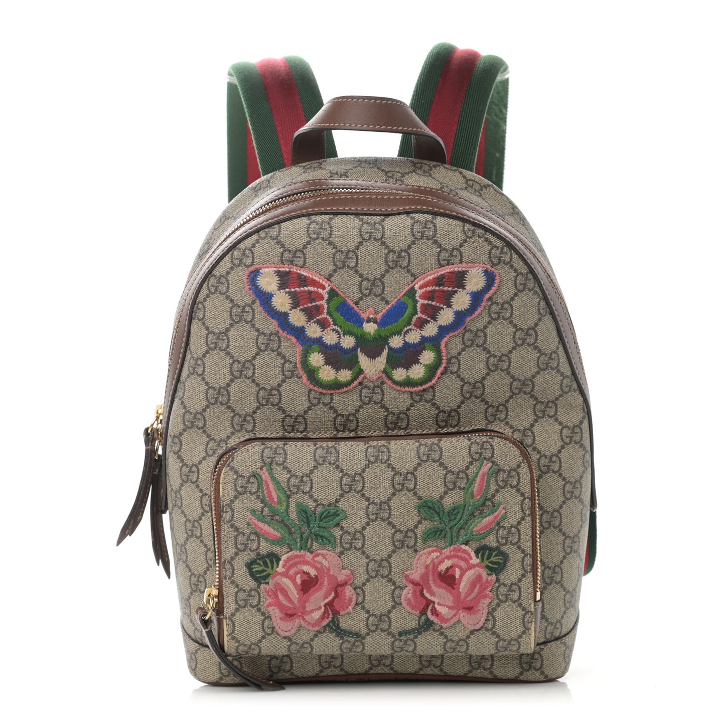 GG Supreme Monogram Web Butterfly Embroidered Small Day Backpack Red