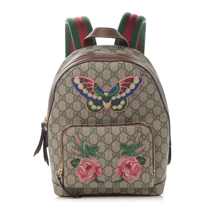 Gucci GG Supreme Monogram Web Butterfly Embroidered Small Day Backpack Red 1 of 15