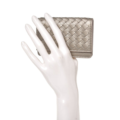 Bottega Veneta Cervo Metal Intrecciato Card Case Fume 2 of 8