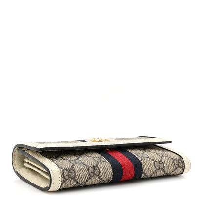 Gucci GG Supreme Monogram Textured Calfskin Web Ophidia Continental Wallet Beige White 4 of 15