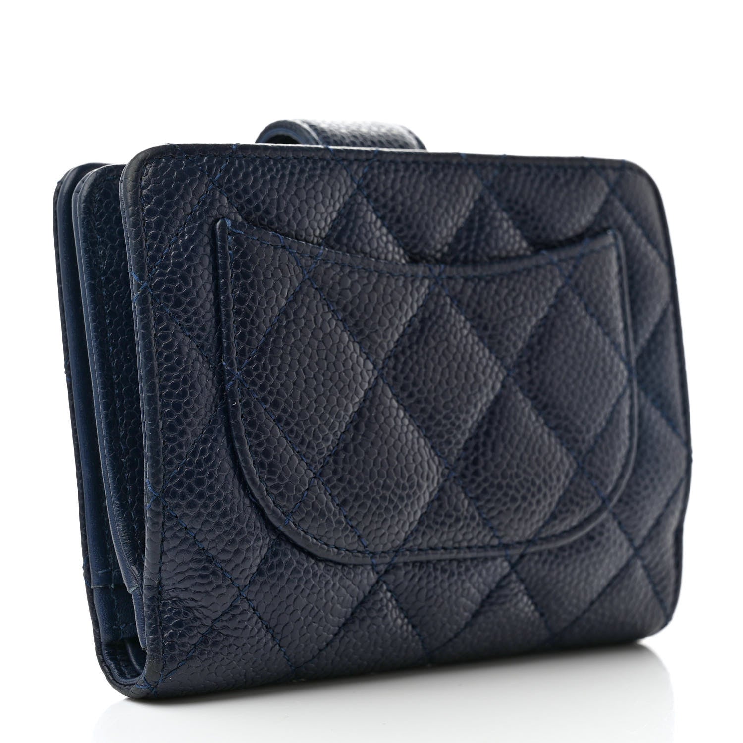 Chanel Caviar Quilted CC French Wallet Navy 3 of 10