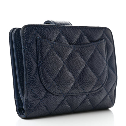 Chanel Caviar Quilted CC French Wallet Navy 3 of 10