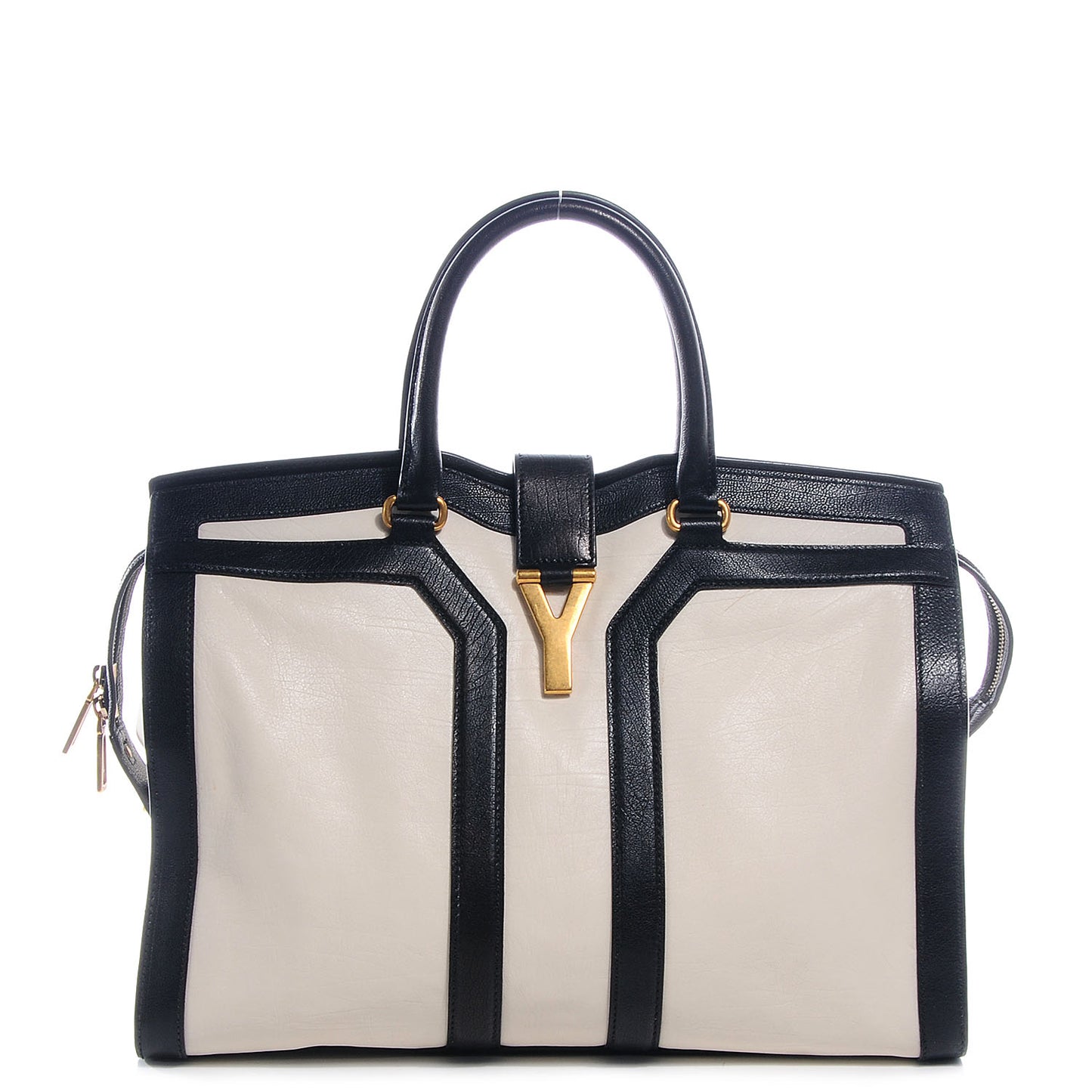 Leather Large Cabas ChYc Bone Black
