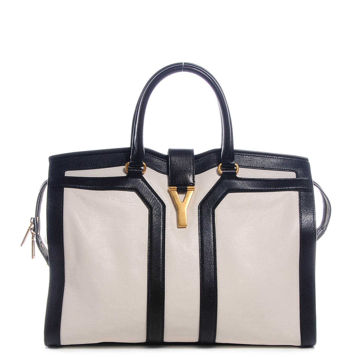 Saint Laurent Leather Large Cabas ChYc Bone Black 1 of 9