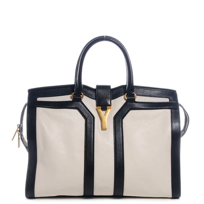 Saint Laurent Leather Large Cabas ChYc Bone Black 1 of 9