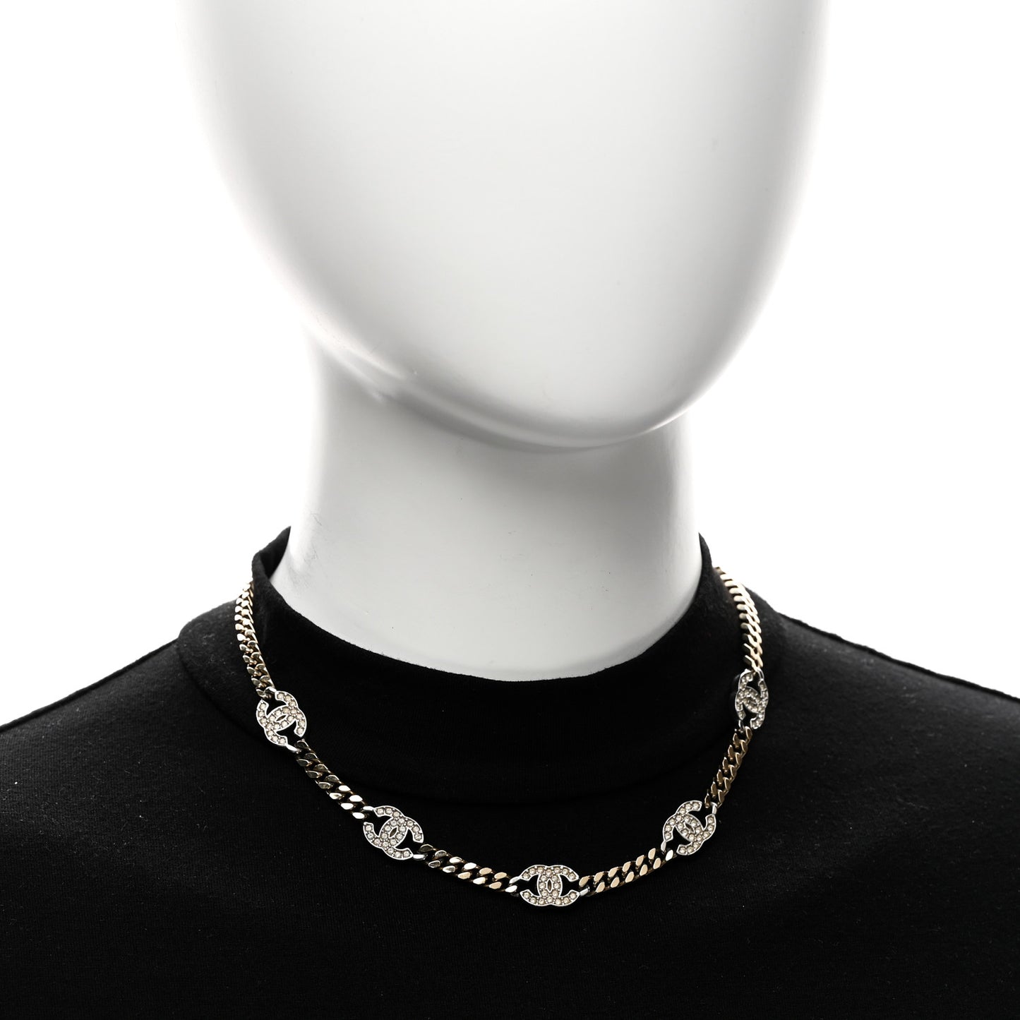 Crystal Chain CC Link Choker Gold Silver