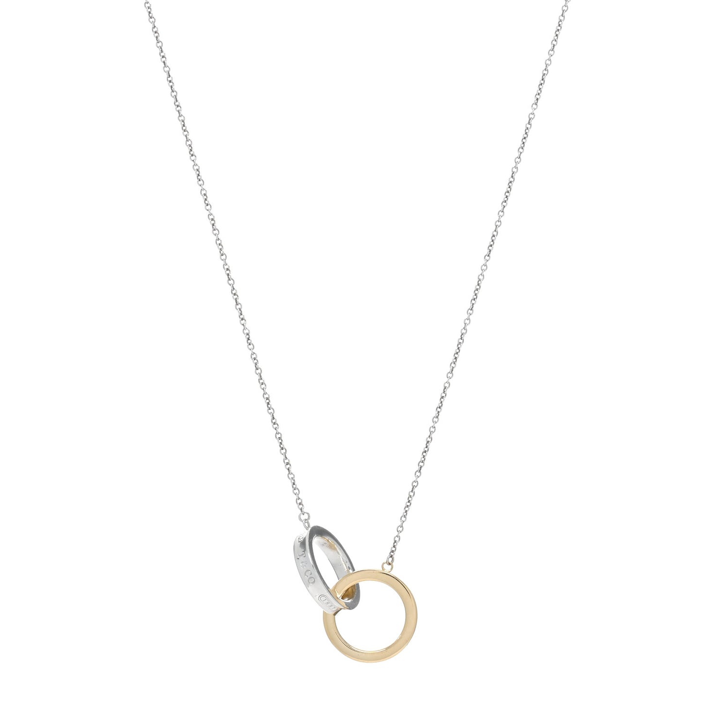 Sterling Silver 18K Yellow Gold 1837 Interlocking Circles Pendant Necklace
