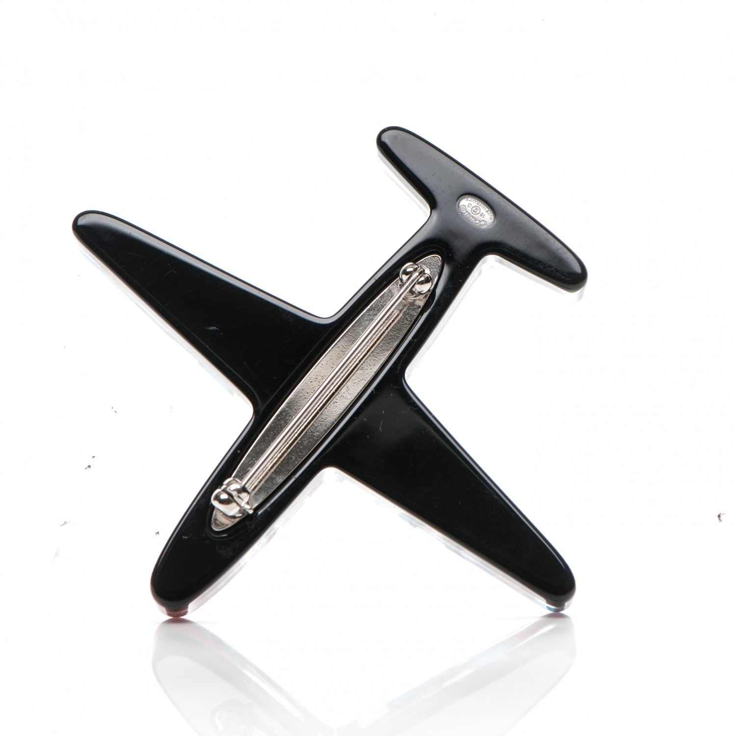 Chanel Resin Striped CC Airplane Brooch Blue Red 3 of 4