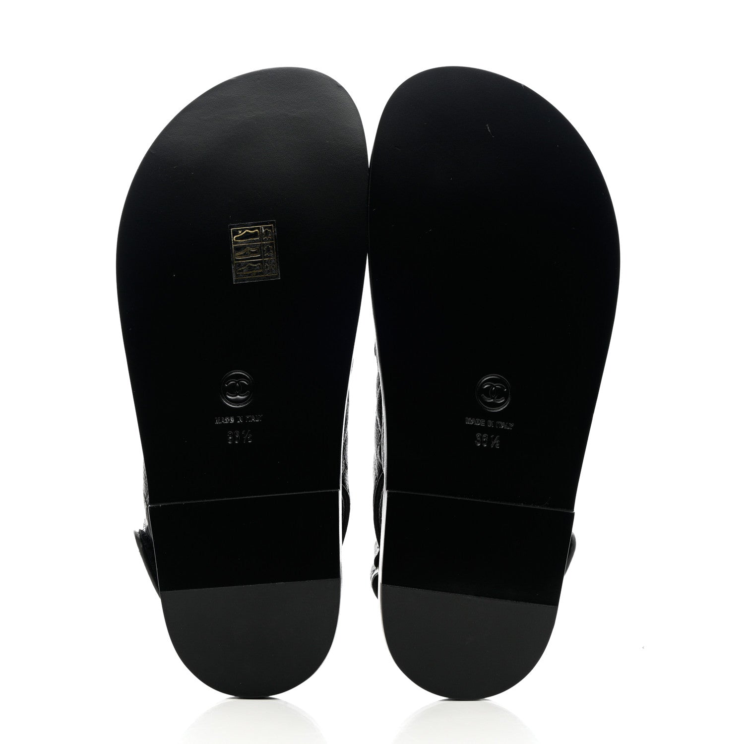 Chanel Grained Calfskin Velcro Dad Sandals 36.5 Black 5 of 10