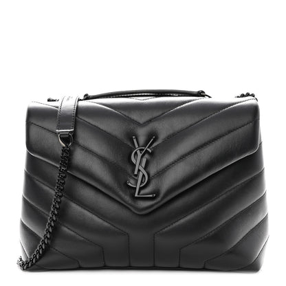 Saint Laurent Calfskin Y Quilted Monogram Monochrome Small Loulou Chain Satchel Black 1 of 10