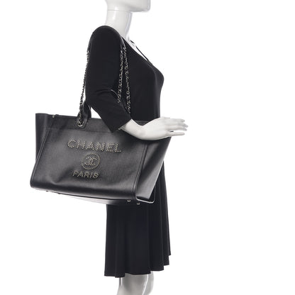 Chanel Caviar Large Studded Deauville Tote Black 2 of 10