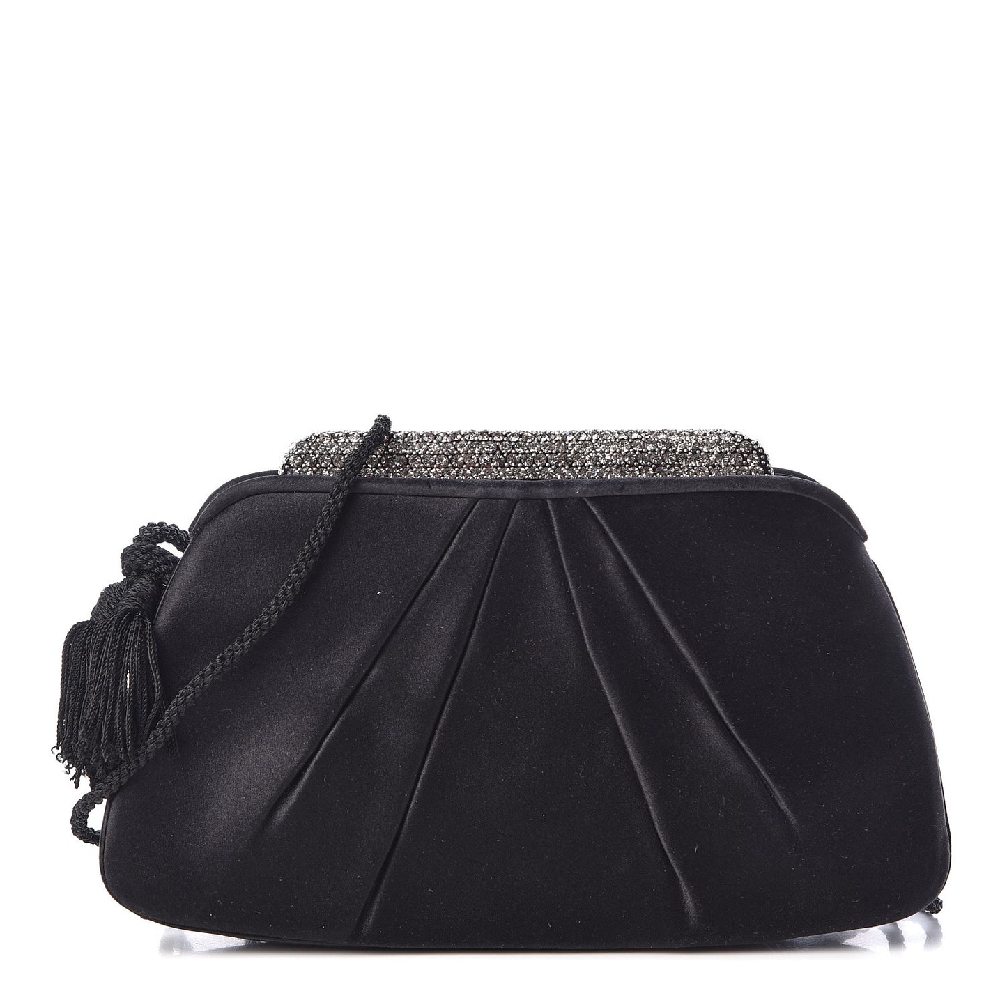 Satin Crystal Evening Bag Black