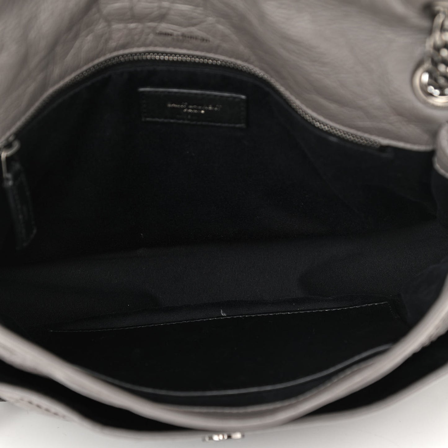 Crinkled Calfskin Matelasse Monogram Medium Niki Chain Satchel Fog
