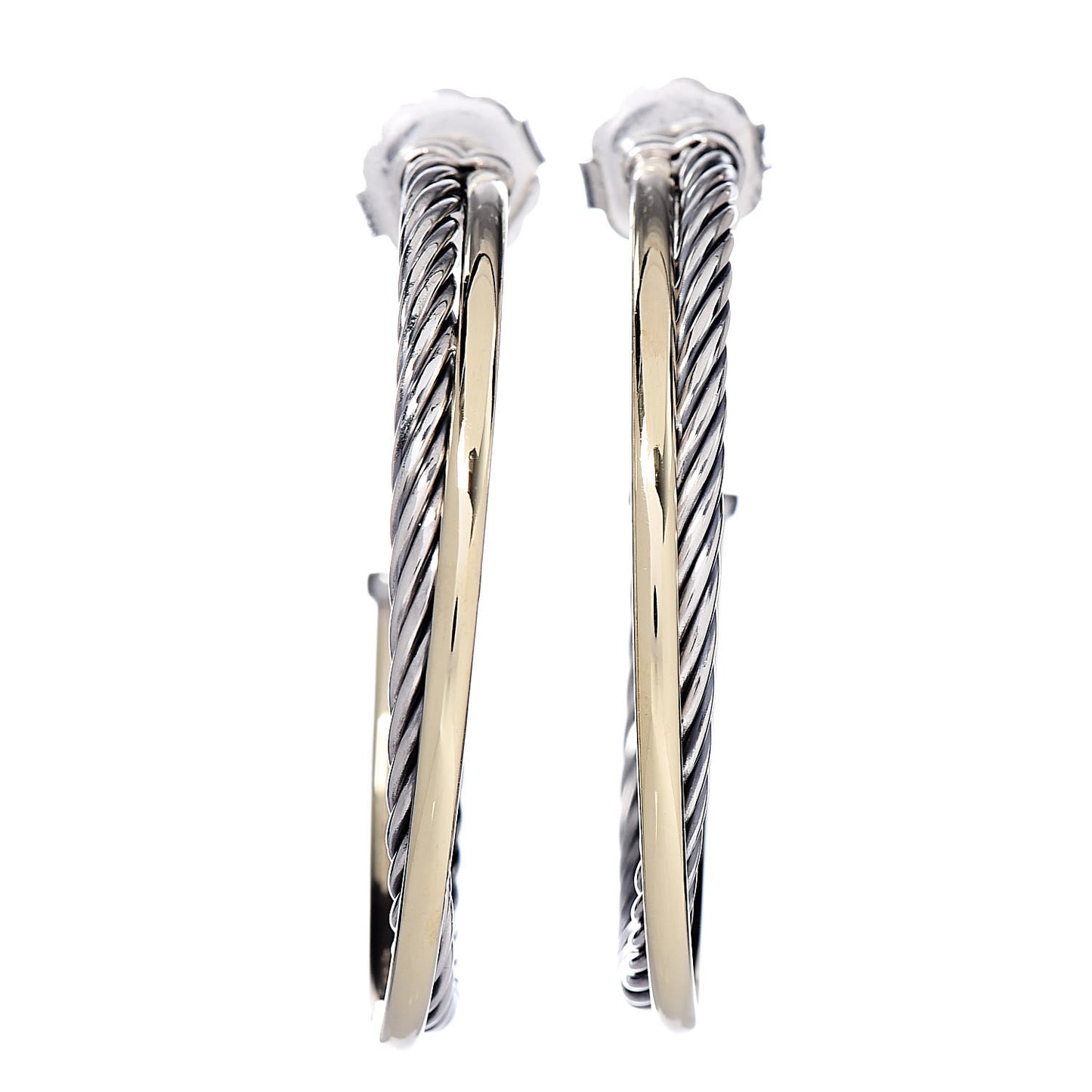 Sterling Silver 18K Yellow Gold 44mm Extra Large Crossover Cable Hoop Earrings