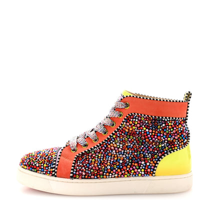 Christian Louboutin Patent Suede Crystal Embellished Orlato Flat Sneakers 37 Multicolor 1 of 8