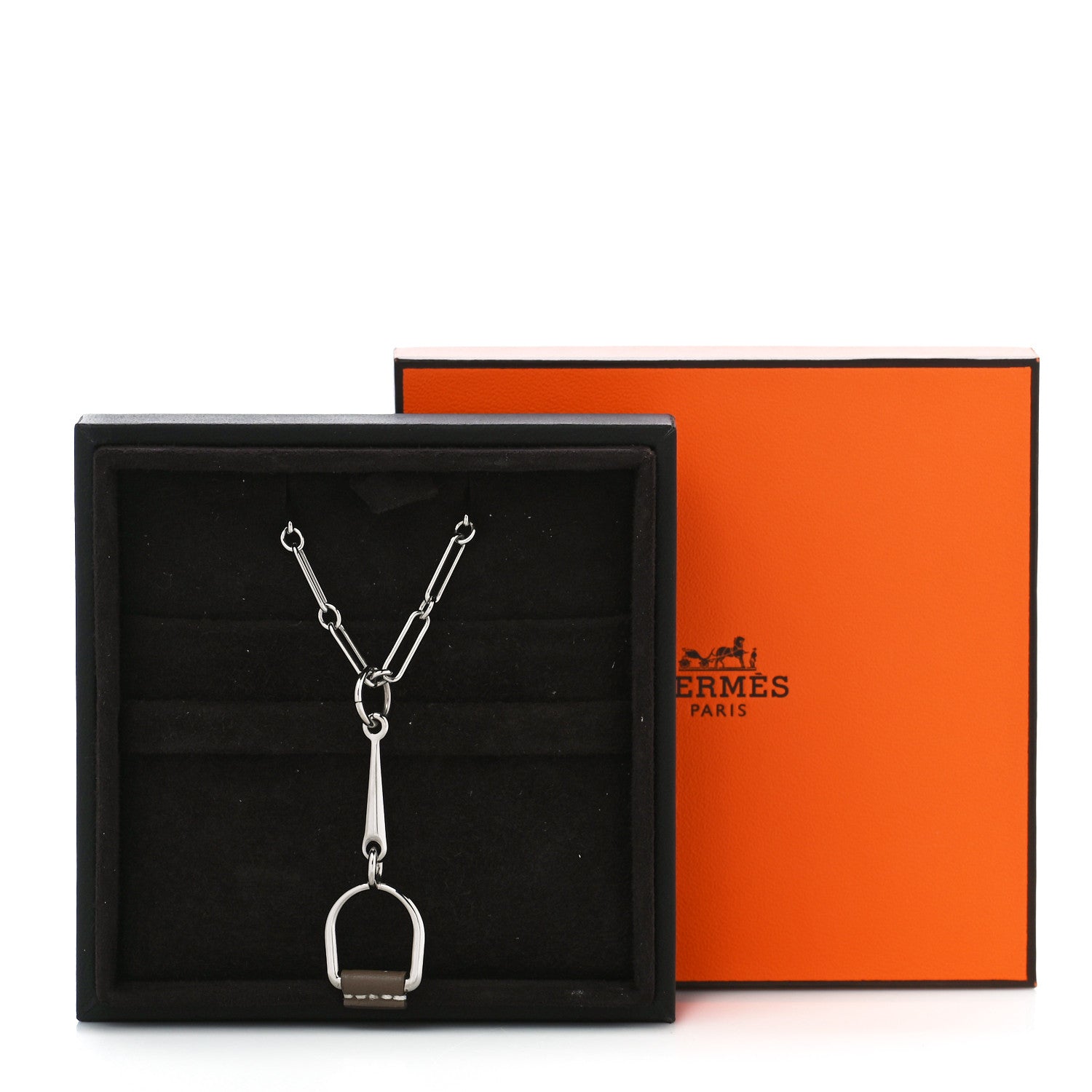 Hermes Swift Small Heritage Equestre Pendant Necklace Etoupe 5 of 5