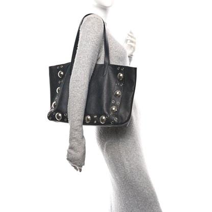 Valentino Garavani Grainy Calfskin Studded Medium Nellcote Shopping Tote Black 2 of 10