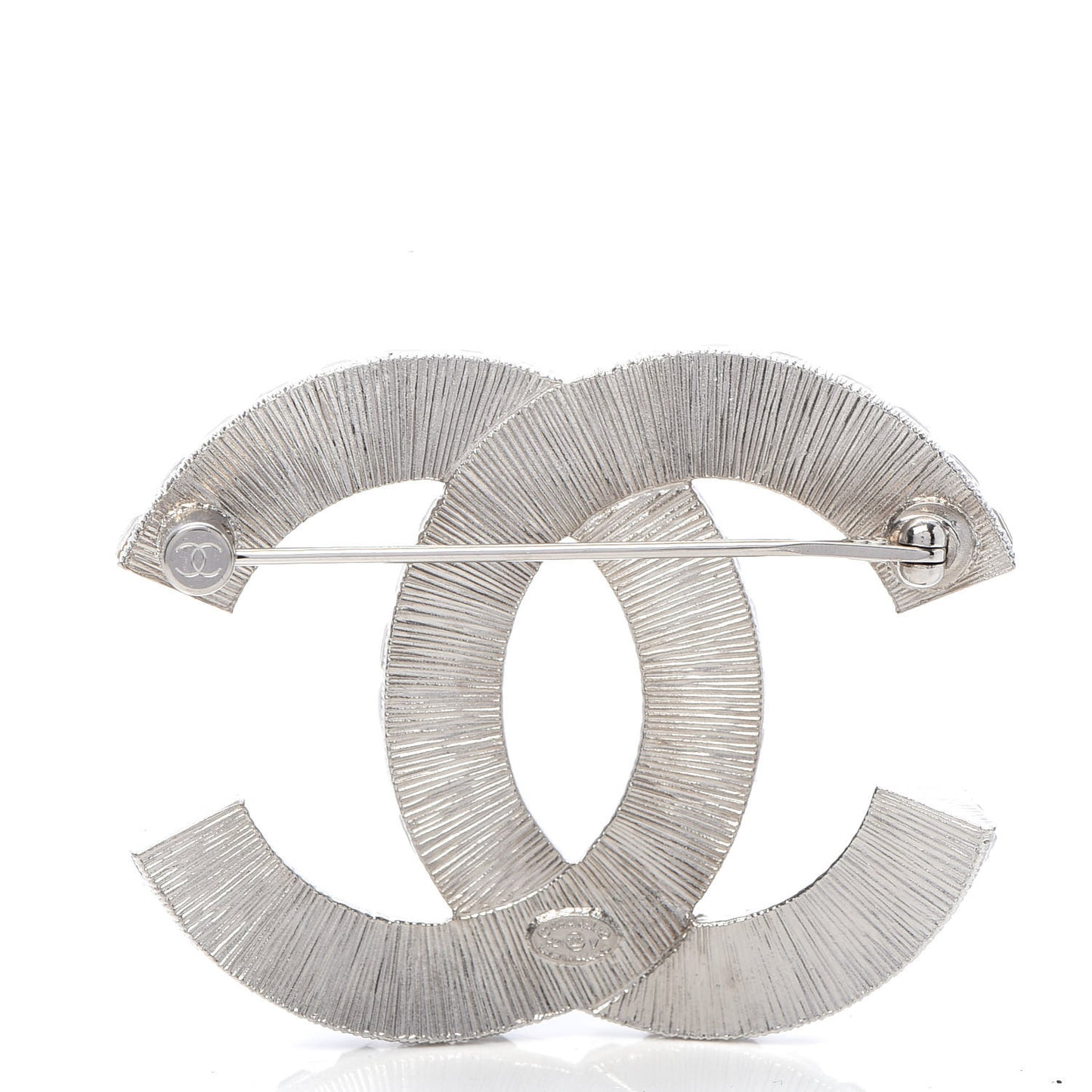 Baguette Crystal CC Brooch Silver