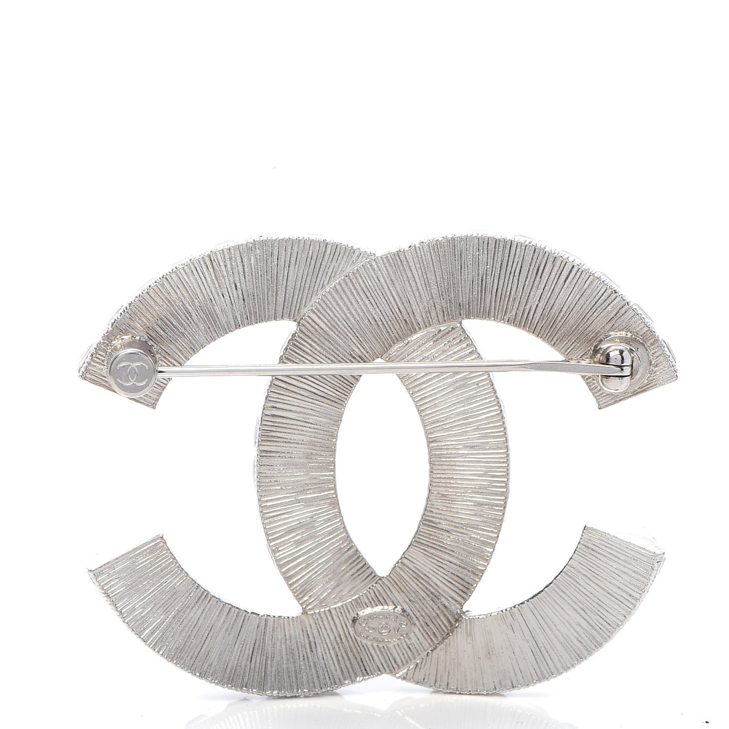 Chanel Baguette Crystal CC Brooch Silver 3 of 5