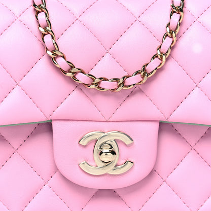 Chanel Lambskin Quilted Mini Top Handle Rectangular Flap Lilac Light Green 8 of 11