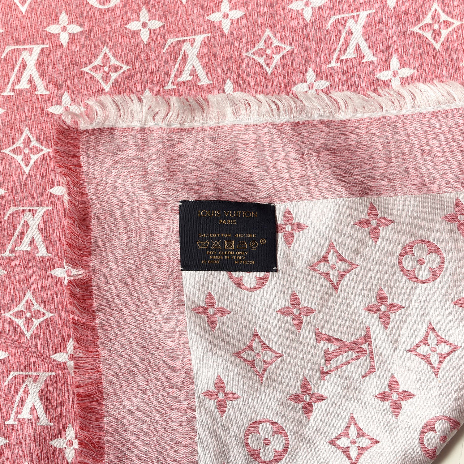 Louis Vuitton Wool Silk Monogram Denim Shawl Pivoine 3 of 3