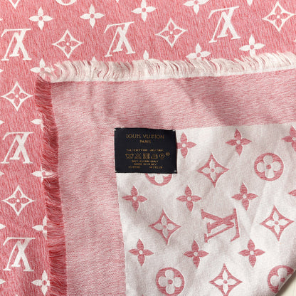 Louis Vuitton Wool Silk Monogram Denim Shawl Pivoine 3 of 3