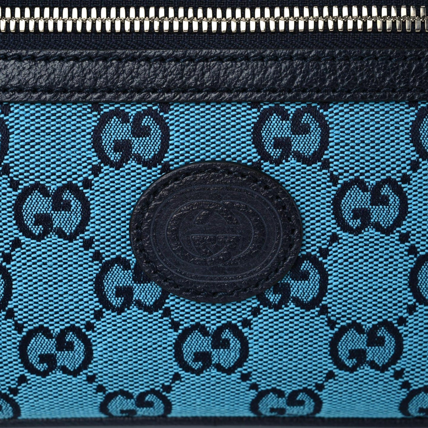 Monogram Multicolor Textured Calfskin Retro Interlocking G Belt Bag Light Blue