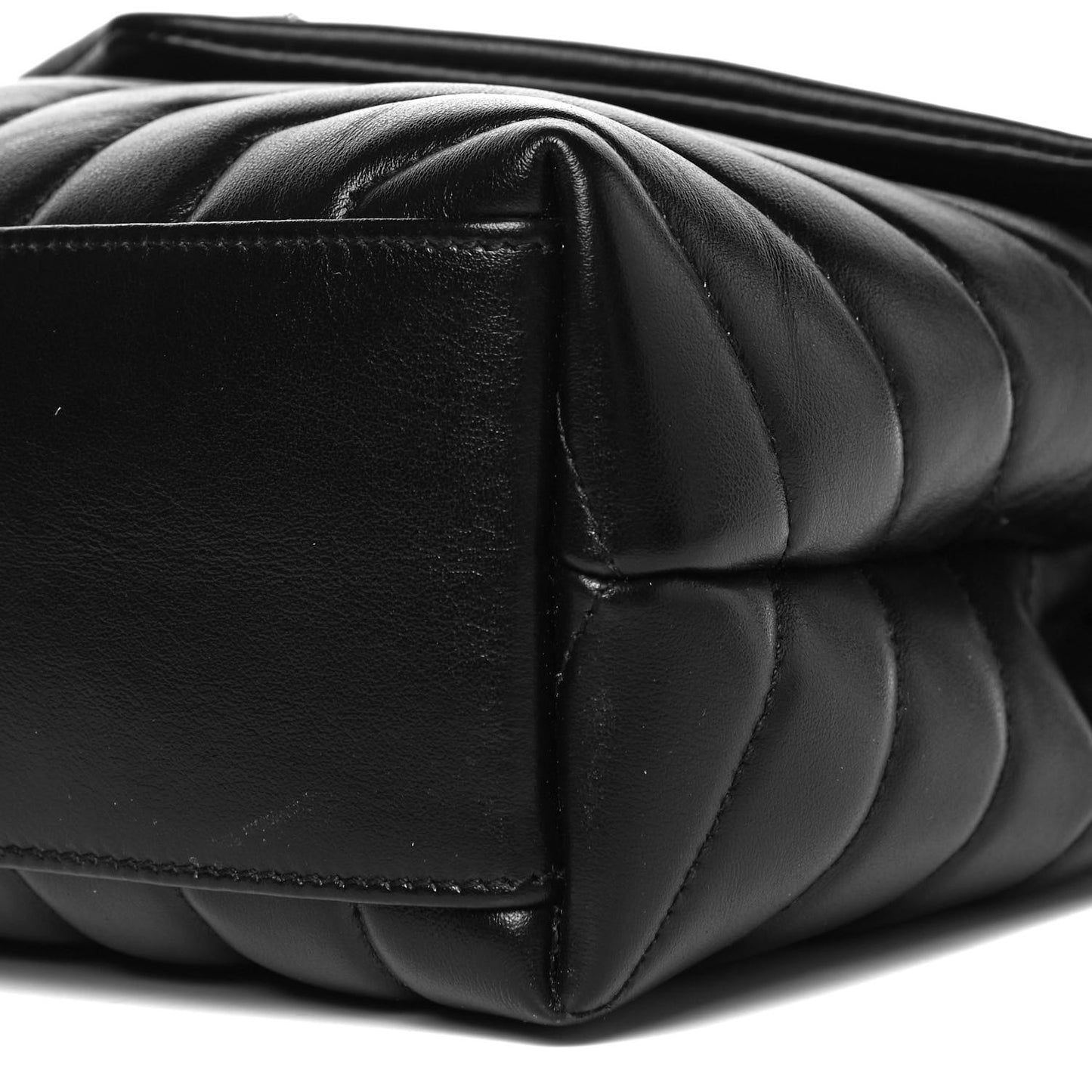 Calfskin Y Quilted Monogram Small Loulou Chain Satchel Black