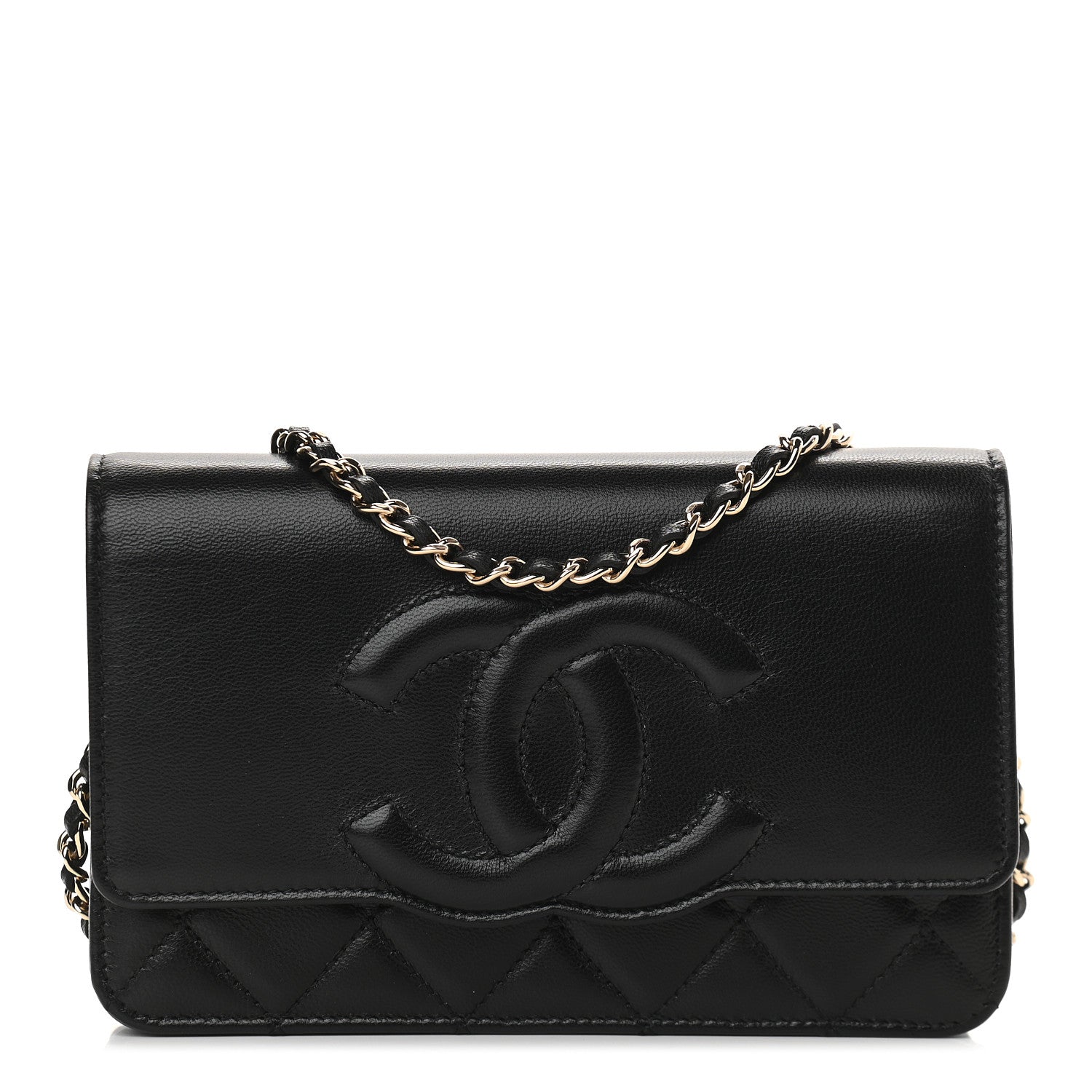 Chanel Goatskin Quilted Timeless CC Wallet On Chain WOC Black 1 of 10