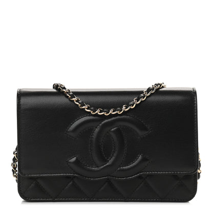 Chanel Goatskin Quilted Timeless CC Wallet On Chain WOC Black 1 of 10