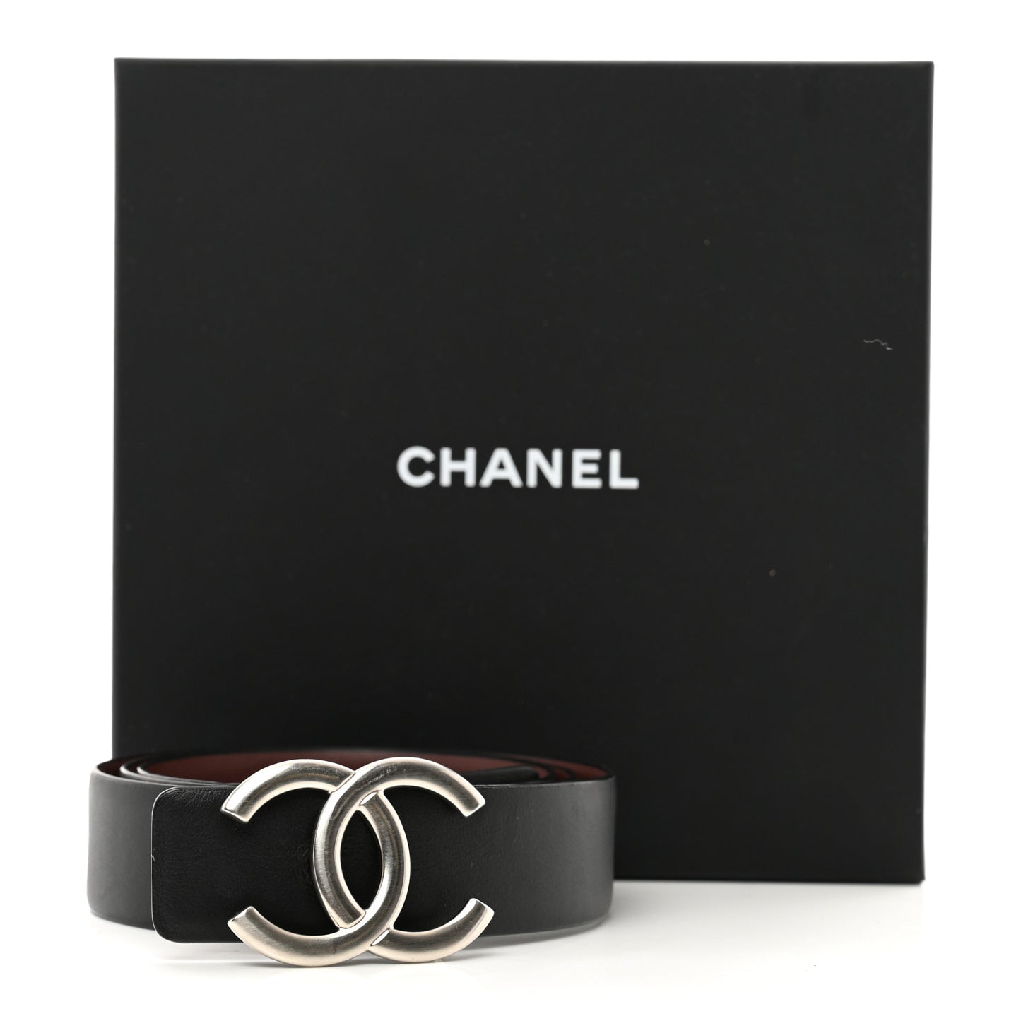 Calfskin CC Reversible Belt 85 34 Black Burgundy