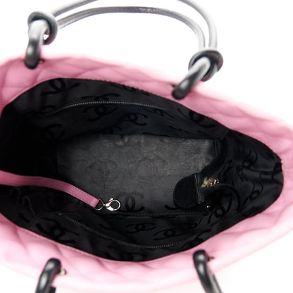Chanel Calfskin Quilted Medium Cambon Tote Pink Black 5 of 10