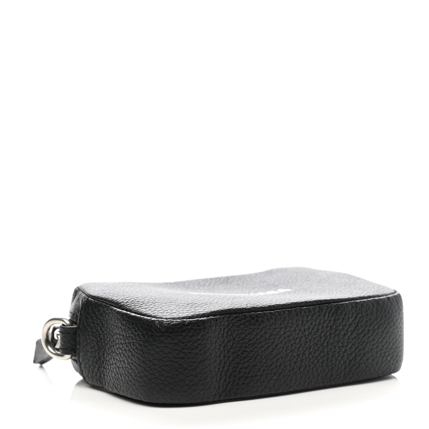 Grained Calfskin Logo Mini Cash Crossbody Pouch Black White