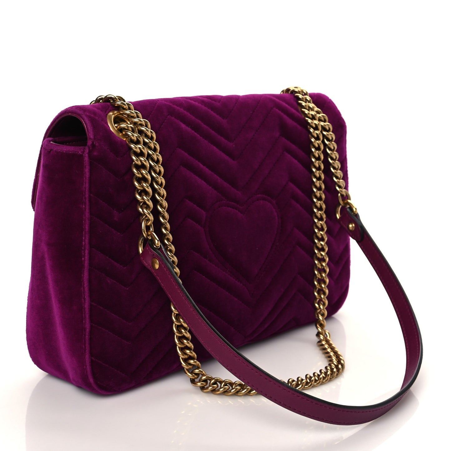 Velvet Matelasse Loved Embroidered Medium GG Marmont Shoulder Bag Fuchsia Violet Cyclamen