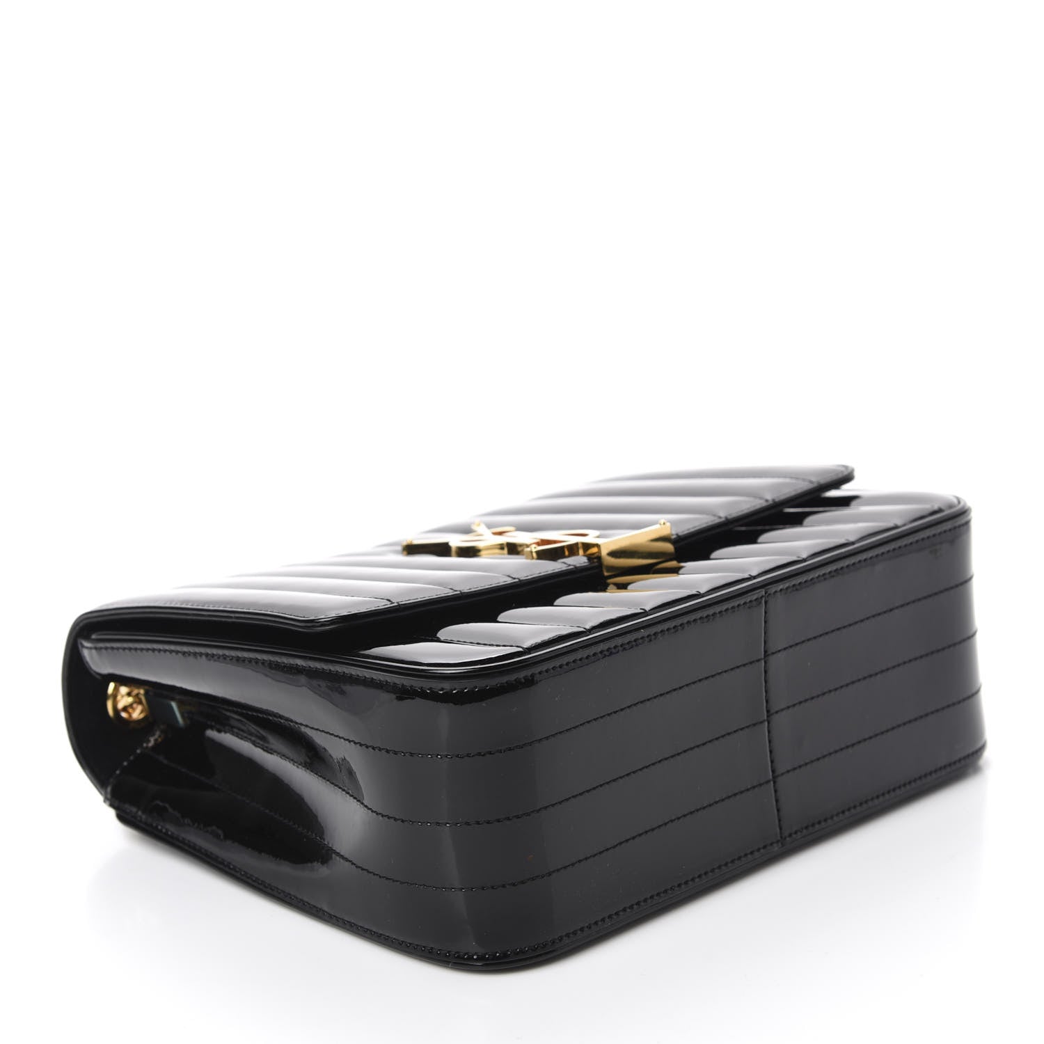 Saint Laurent Patent Matelasse Monogram Large Vicky Chain Bag Black 4 of 10